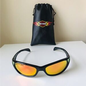 Harley-Davidson Black Sunglasses with Orange Mirrored Lenses